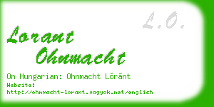 lorant ohnmacht business card
